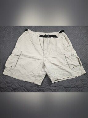 REI Men’s Cream Cargo Shorts with Built-In Black Webbing Belt